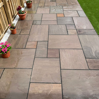 Autumn Brown Indian Sandstone Paving Slabs 900x600 22mm Cal. £21.99/m2